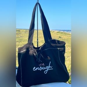 Large jersey statement tote with Enough logo